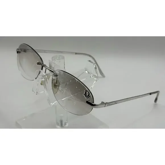 Christian Dior CAT ZGGMN Sunglasses Silver 59-18 135 Oval Rimless - Picture 1 of 10
